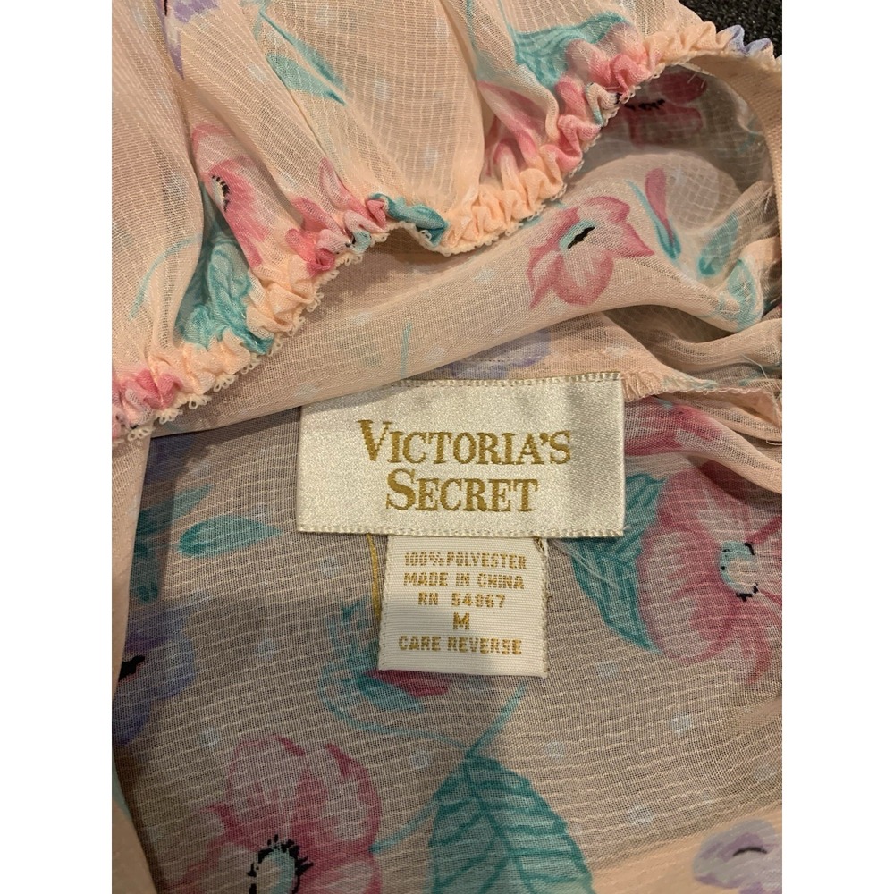 Vintage Victorias Secret Tap Panty Size Medium Pink Floral Georgette Relaxed Fit - Picture 3 of 3